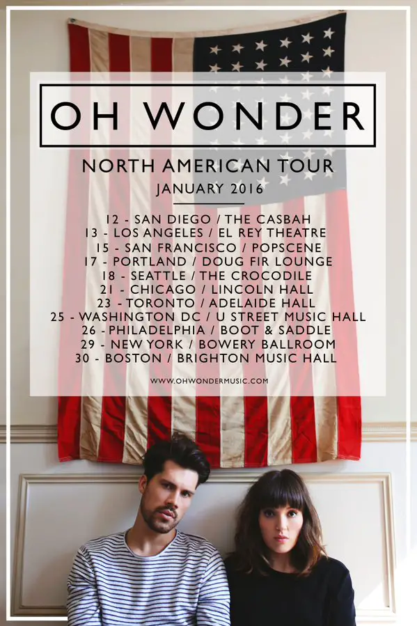 Oh Wonder January 2016 Tour Poster
