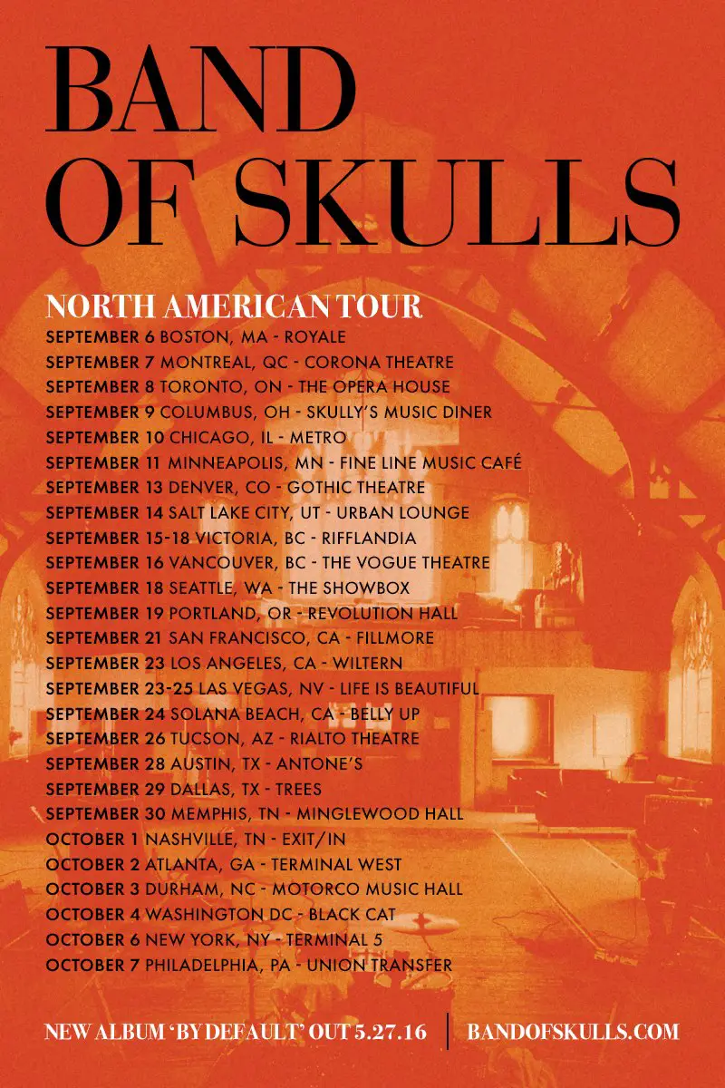 Band of Skulls North American Tour 2016 poster