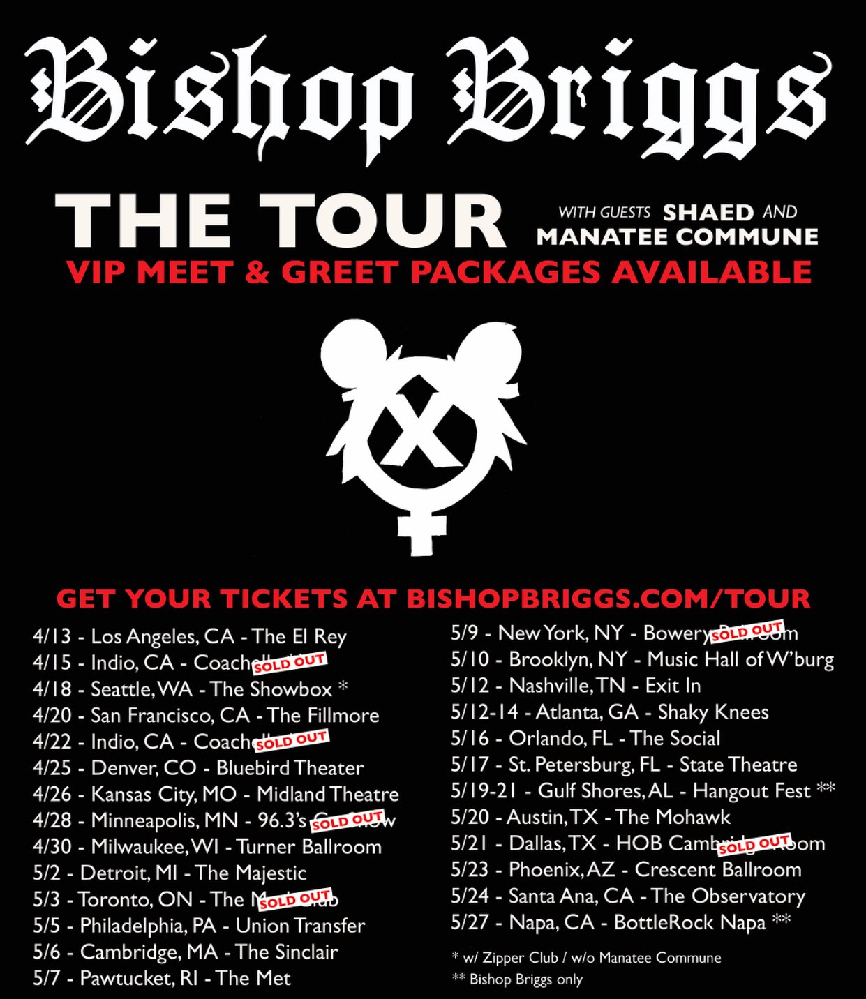 Bishop Briggs 2017 tour poster