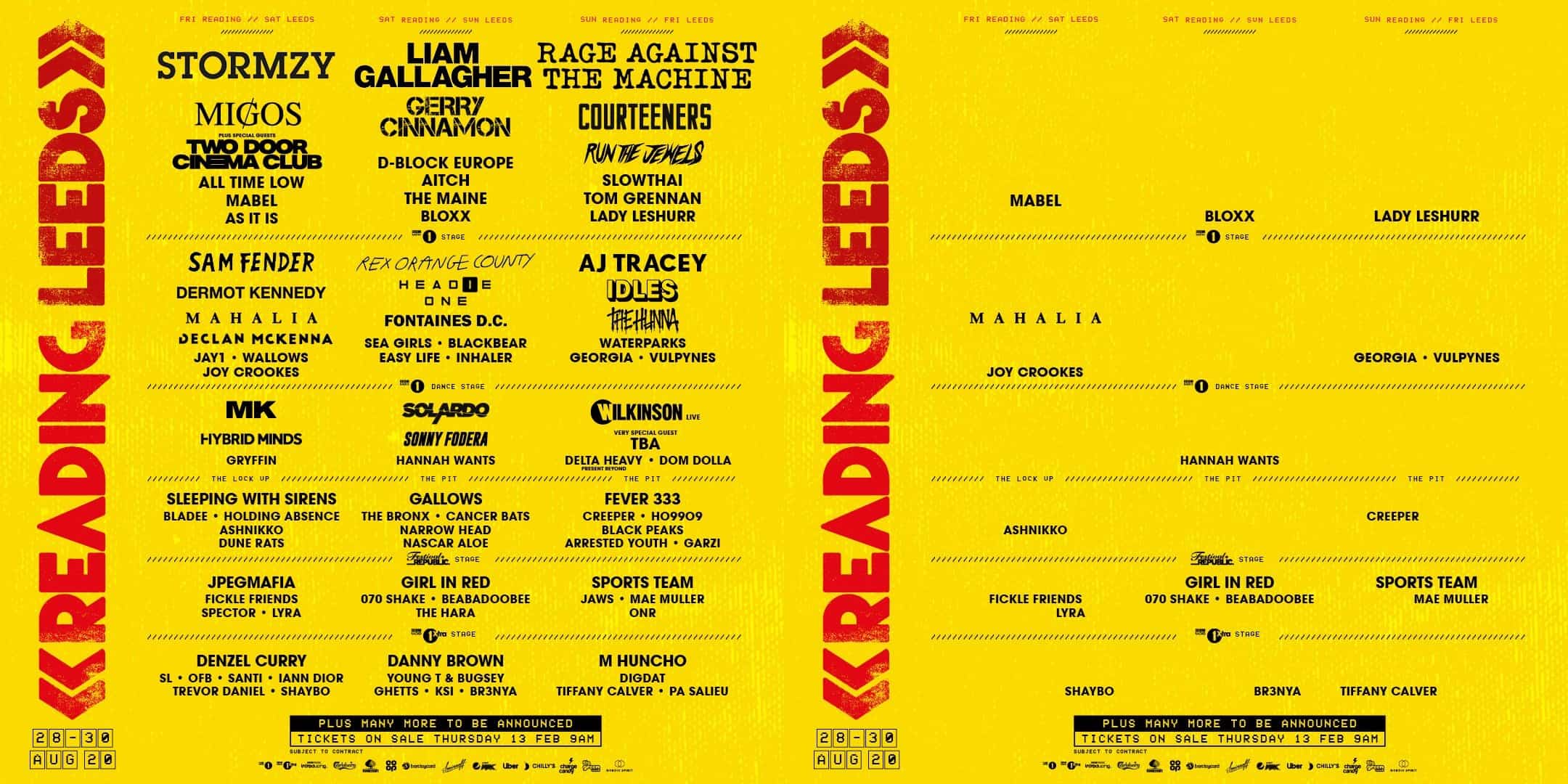 Reading and Leeds 2020 festival lineup