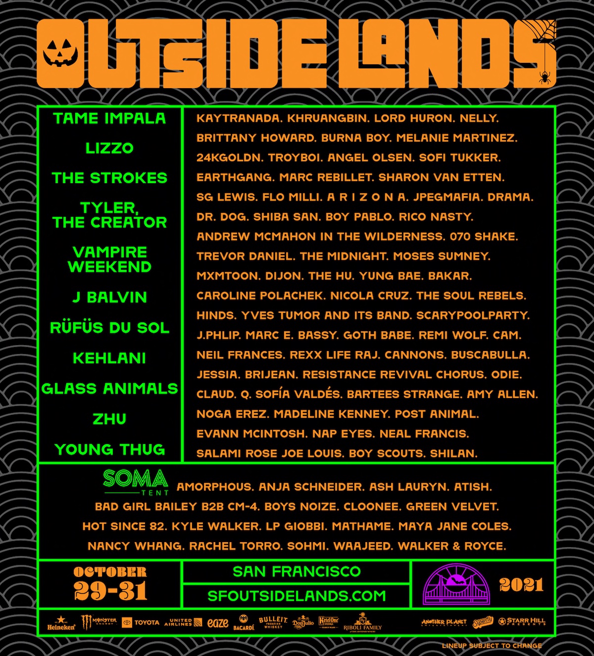 Outside Lands Music Festival 2021 Schedule