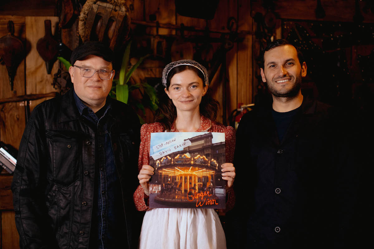 Ginger Winn with producer David Baron (left) and Matt Baione (right) of Keep Good Company Records © Adrianna Newell