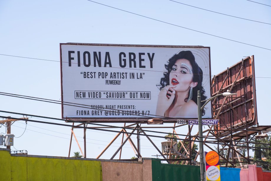 Billboard in LA declaring Fiona Grey the “Best Pop Artist in LA”