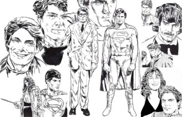 Selected imagery from Christopher Reeve’s life and career. From left to right: First row - Reeve circa 1975, 1967, as Superman (1978), in “The Cherry Orchard’(1980), “The Bostonians” (1985), “Somewhere in Time” (1980); Second row - at Juliard(1973), screen testing for Superman (1976), as Clark Kent and Superman (1978) and with wife Dana Reeve (1995). © Aidan Moyer