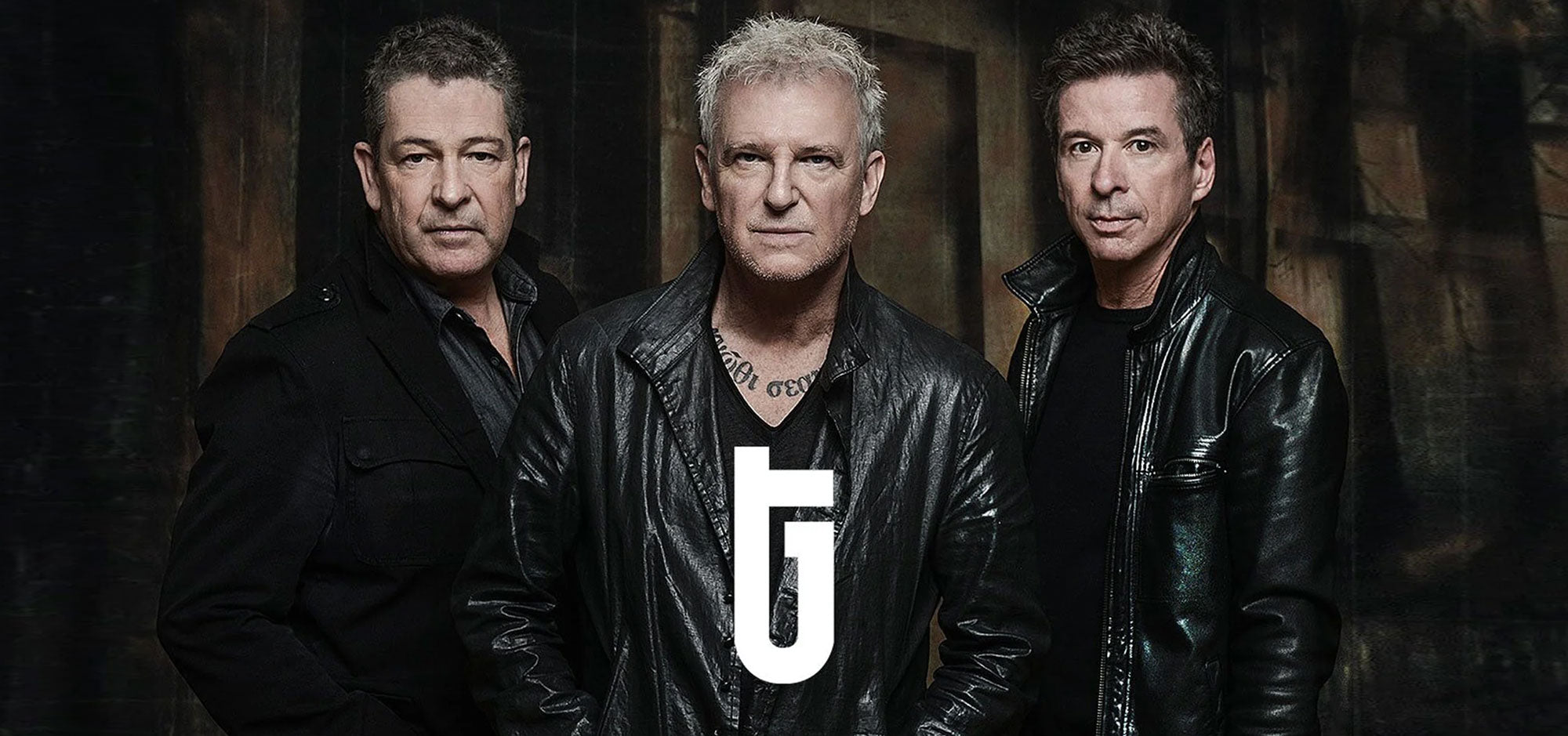 Glass Tiger in 2025: Alan Frew, Sam Reid (keyboards), and Al Connelly (guitar)