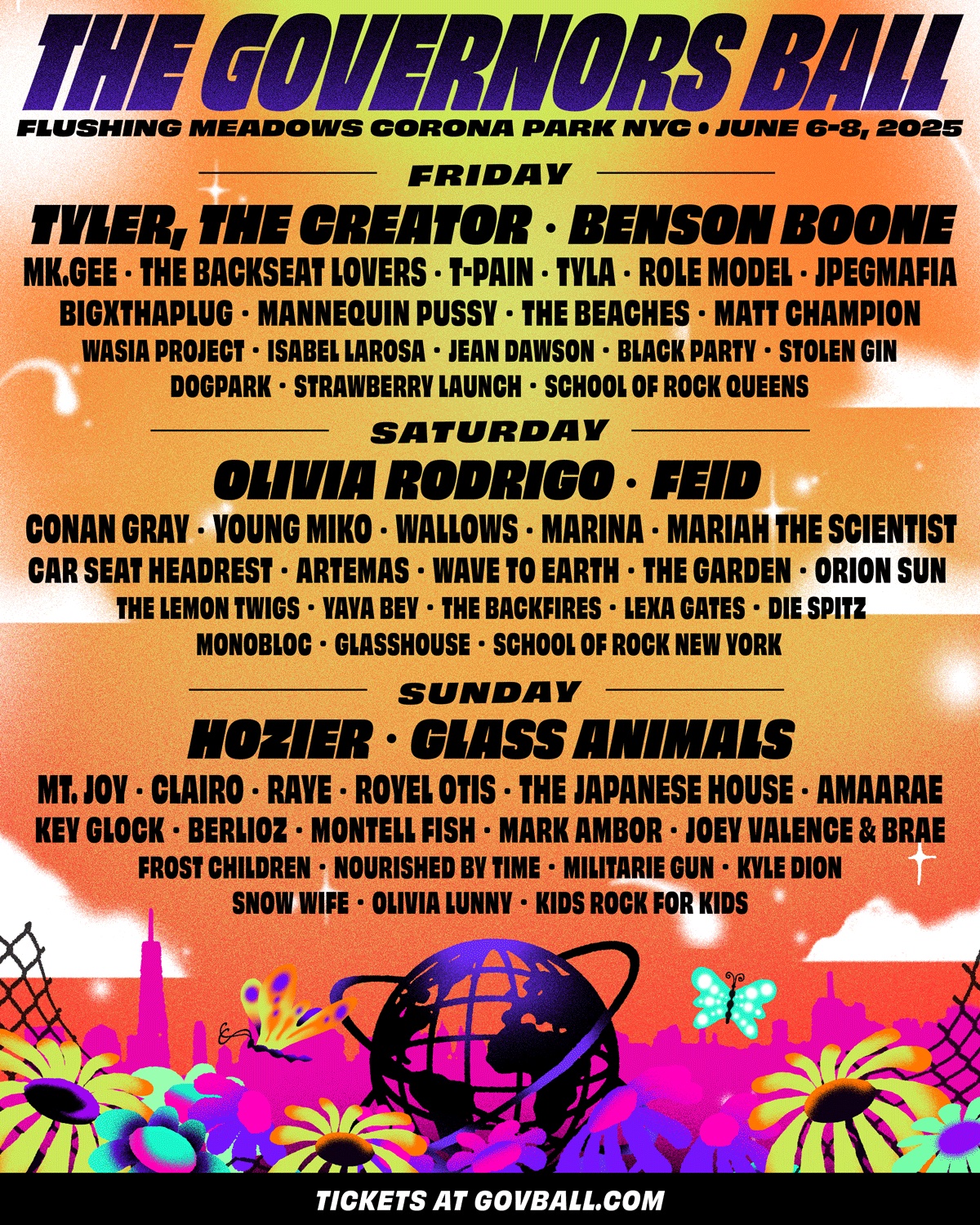 Governors Ball Music Festival 2025 poster