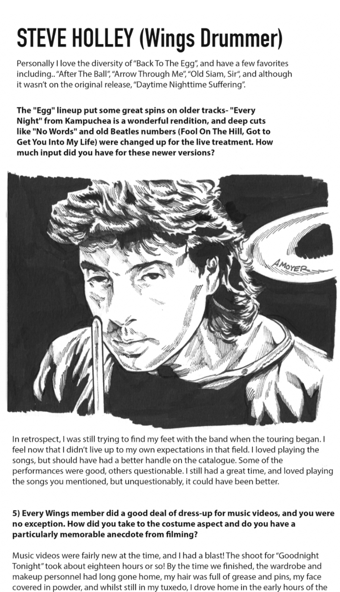 Selections from a 2019 illustrated interview with Steve Holley