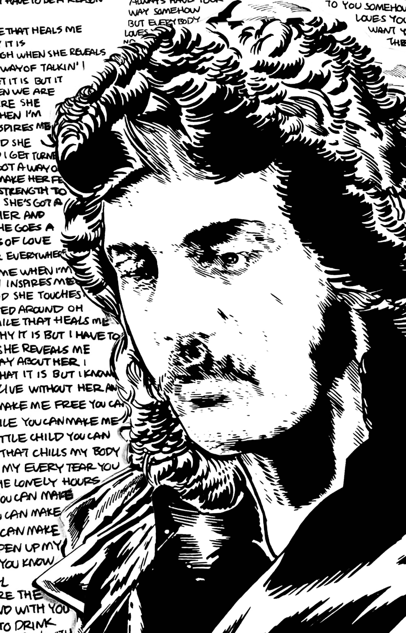 Nocturne: A sullen Joel surrounded by the lyrics of his debut LP © Aidan Moyer