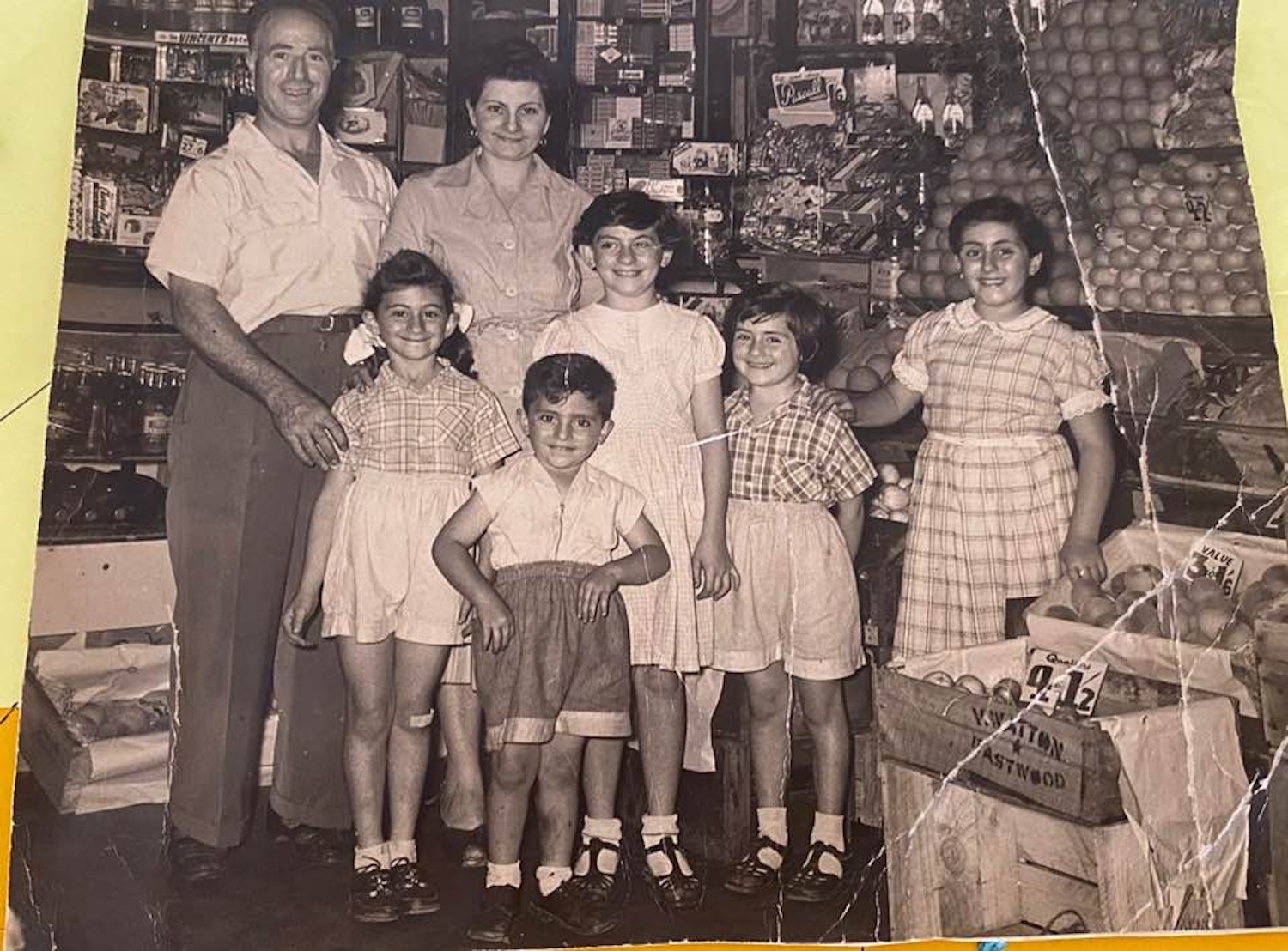 Rizzuto family in their fruit shop in Sydney, Australia