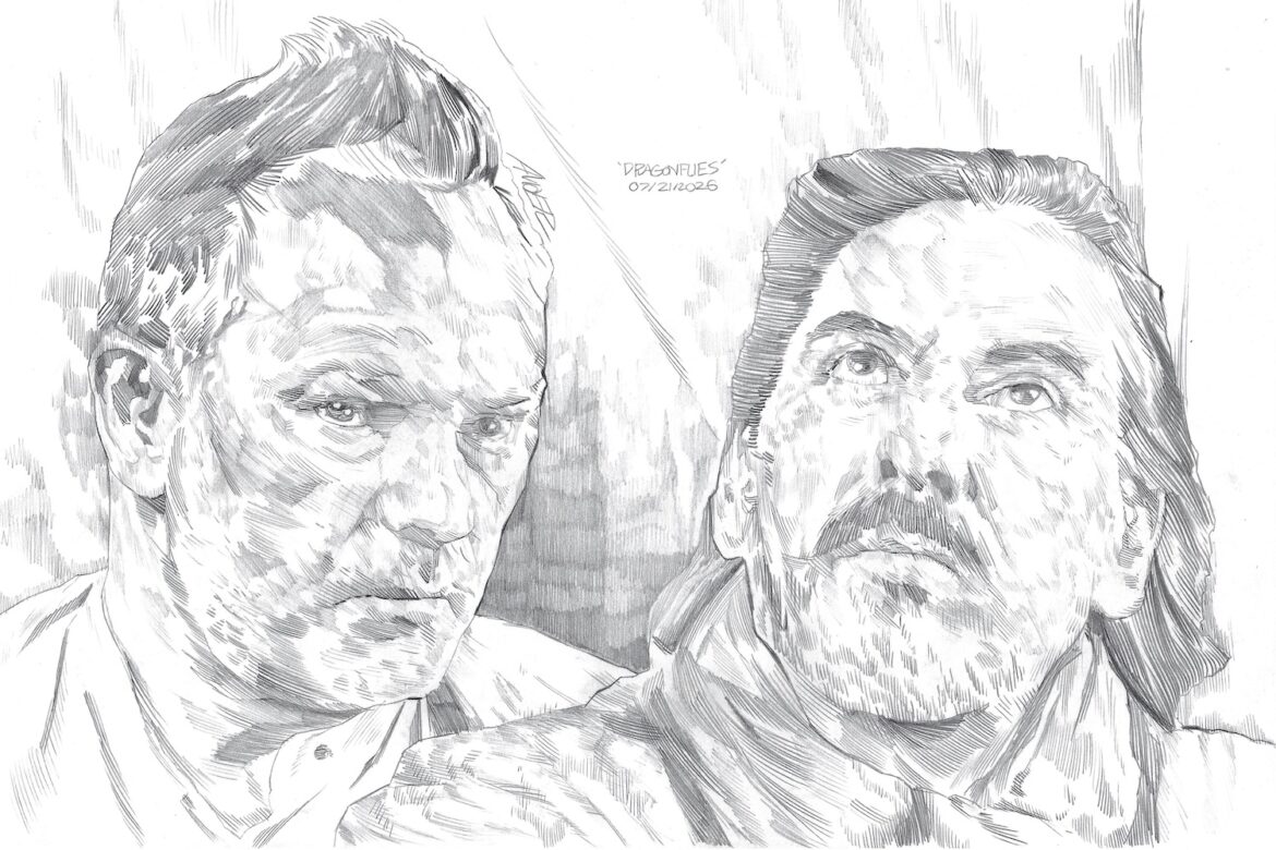 Dragonflies (Nigel Godrich and Dhani Harrison), illustrated by the author from a daguerreotype by Magda Kuca