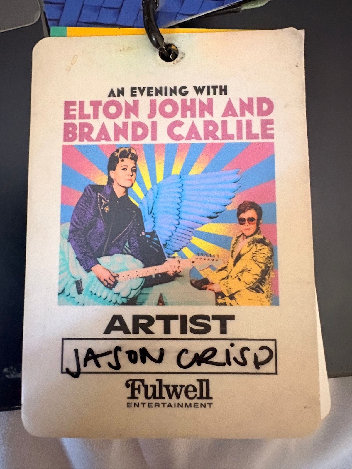 Jason Crisp's ID from An Evening with Elton John and Brandi Carlile